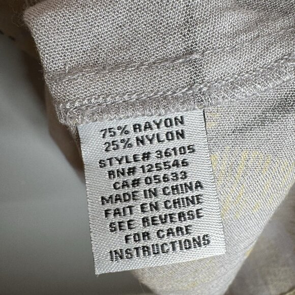 Habitat Clothing Cowl Neck Blouse XL New Dove Yellow Grey Floral Sleeveless - Picture 9 of 9